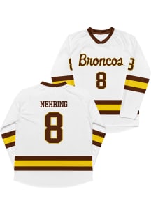 Campus Ink Zach Nehring Western Michigan Broncos Mens White NIL Hockey Jersey