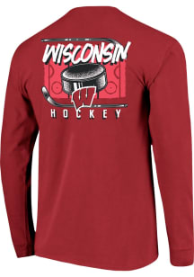 Wisconsin Badgers Red Painted Rink Long Sleeve T Shirt