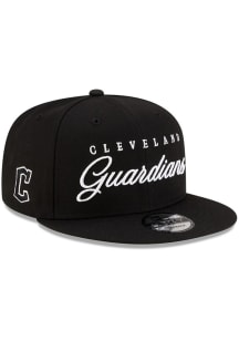 New Era Cleveland Guardians Black Scripted 9FIFTY Mens Snapback Hat