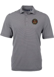 Cutter and Buck Atlanta United FC Mens Black Virtue Eco Pique Stripe Short Sleeve Polo
