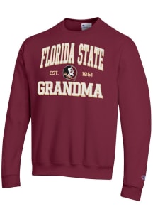 Champion Florida State Seminoles Mens Red Est. Date Grandma Powerblend Long Sleeve Crew Sweatshirt