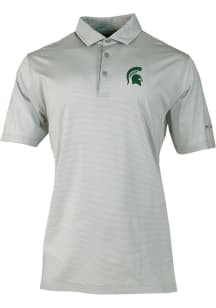 Columbia Michigan State Spartans Mens Grey Heat Seal Double Hit Short Sleeve Polo