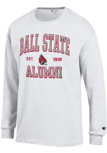 Champion Ball State Cardinals White Est Date Alumni Jersey Long Sleeve T Shirt