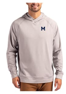 Cutter and Buck Michigan Wolverines Mens Grey Vault Adapt Knit Hood Long Sleeve Hoodie