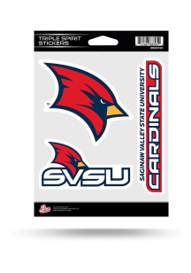 Saginaw Valley State Cardinals Triple Spirit Auto Decal - Red