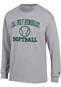 Champion Cal Poly Humboldt Lumberjacks Grey Softball Jersey Long Sleeve T Shirt