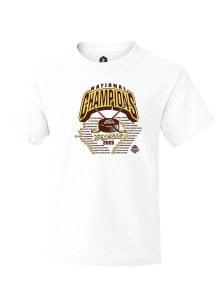 Rally Western Michigan Broncos Youth White NIL 2025 National Champions Full Roster Short Sleeve T-..