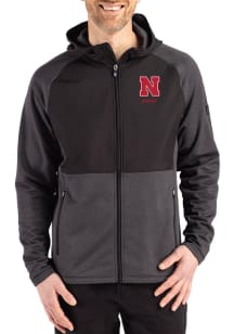 Cutter and Buck Nebraska Cornhuskers Mens Black Alumni Peshastin Long Sleeve Full Zip Jacket