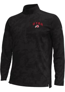 Under Armour Utah Utes Mens Black Heather Tech Pixelate Long Sleeve Qtr Zip Pullover