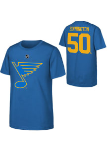 Jordan Binnington St Louis Blues Youth Light Blue Flat NN Player Tee