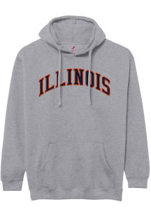League Illinois Fighting Illini Mens Grey Heather Arch Name Twill Long Sleeve Hoodie