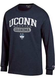Champion UConn Huskies Navy Blue Pill Box Grandma Jersey Long Sleeve T Shirt