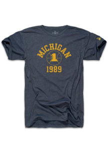 The Mitten State Michigan Wolverines Navy Blue 80s Basketball Short Sleeve Fashion T Shirt