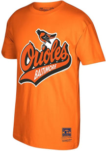 Mitchell and Ness Baltimore Orioles Orange Wordmark Short Sleeve T Shirt