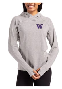 Cutter and Buck Washington Huskies Womens Grey Adapt Knit Hood Hooded Sweatshirt