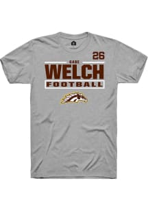Gabe Welch Western Michigan Broncos Grey Football NIL Stacked Box Short Sleeve Player T Shirt