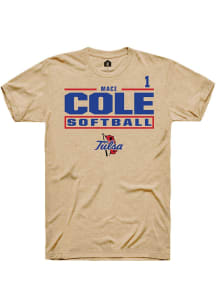 Maci Cole Tulsa Golden Hurricane Brown NIL Stacked Box Short Sleeve Player T Shirt