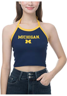 Michigan Wolverines Womens Navy Blue Halter Tank Top