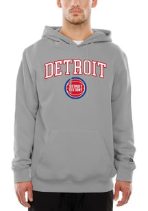 New Era Detroit Pistons Mens Grey Wordmark Long Sleeve Hoodie