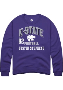 Justin Stephens K-State Wildcats Mens Purple Football NIL Arch Logo Player Crew