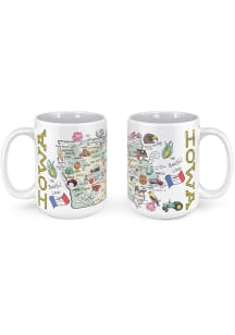 Iowa 15 oz State Land Marks Ceramic Mug - White