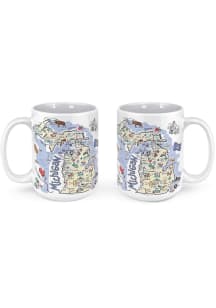 Michigan 15 oz State Land Marks Ceramic Mug - White