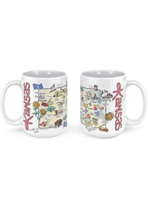 Kansas 15 oz State Land Marks Ceramic Mug - White