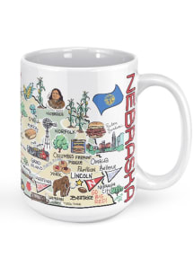 Nebraska State Icons 15 oz Ceramic Mug - White
