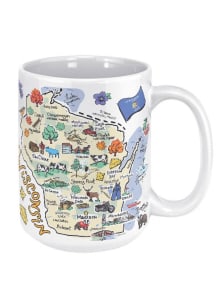 Wisconsin State Icons 15 oz Ceramic Mug - White