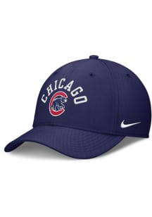 Nike Chicago Cubs Mens Blue C Bear Dri-Fit Arch Name & Logo Swooshflex Flex Hat