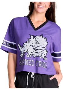 TCU Horned Frogs Womens Purple Blitz Sequins Short Sleeve T-Shirt