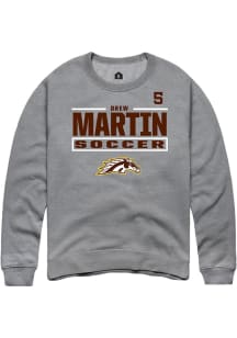 Drew Martin Western Michigan Broncos Mens Grey NIL Stacked Box Player Crew