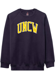 League UNCW Seahawks Mens Navy Blue Arch Name Long Sleeve Crew Sweatshirt