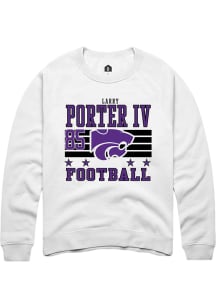 Larry  Porter IV K-State Wildcats Mens White Football NIL Striped Player Crew