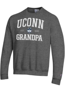 Champion UConn Huskies Mens Charcoal Est. Date Grandpa Powerblend Long Sleeve Crew Sweatshirt