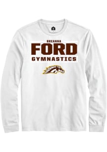 Breanna Ford Western Michigan Broncos White NIL Stacked Box Long Sleeve Player T Shirt