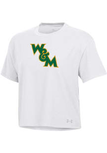 Under Armour William & Mary Tribe Womens White Arch Over Logo Printed Short Sleeve T-Shirt