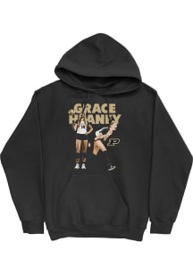 Grace Heaney Purdue Boilermakers Mens Black Illustrated Hoodie Player Hood