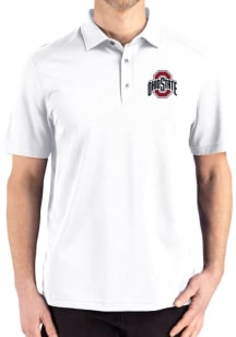 Cutter and Buck Ohio State Buckeyes White Advantage Refresh Pique Big and Tall Polo