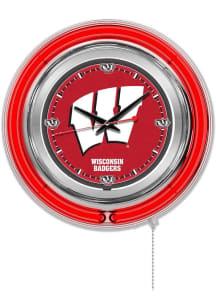 Wisconsin Badgers Double Neon Wall Clock