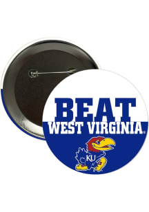 Kansas Jayhawks BEAT West Virginia 3" Button - Blue