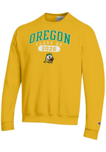 Champion Oregon Ducks Mens Yellow Class of 2026 Powerblend Long Sleeve Crew Sweatshirt