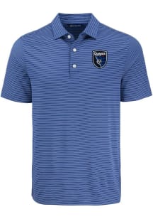 Cutter and Buck San Jose Earthquakes Mens Blue Forge Eco Fine Line Short Sleeve Polo