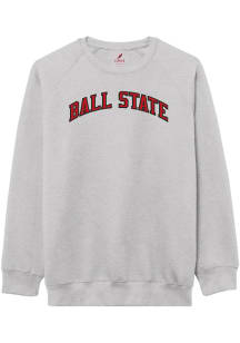 Ball State Cardinals Mens Grey Arch Name Twill Long Sleeve Crew Sweatshirt