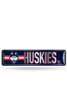 UConn Huskies Primary 4x15 Metal Street Sign - Silver