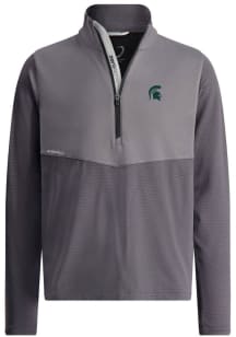 Zero Restriction Michigan State Spartans Mens Dark Grey Hex Long Sleeve Qtr Zip Pullover