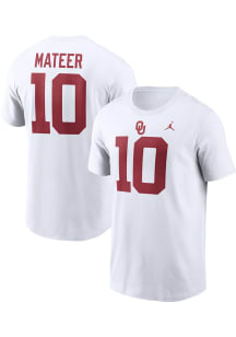 John Mateer Oklahoma Sooners White Name and Number Short Sleeve Player T Shirt