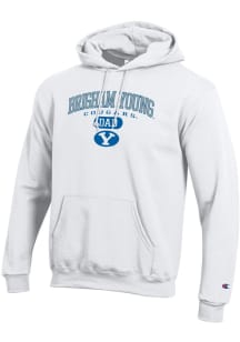 Champion BYU Cougars Mens White Dad Pill Powerblend Long Sleeve Hoodie