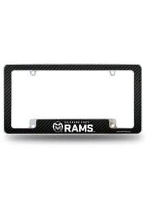 Colorado State Rams Carbon Fiber All Over Chrome License Plate Frame - Black