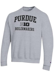 Champion Purdue Boilermakers Mens Grey Big Ten Powerblend Long Sleeve Crew Sweatshirt